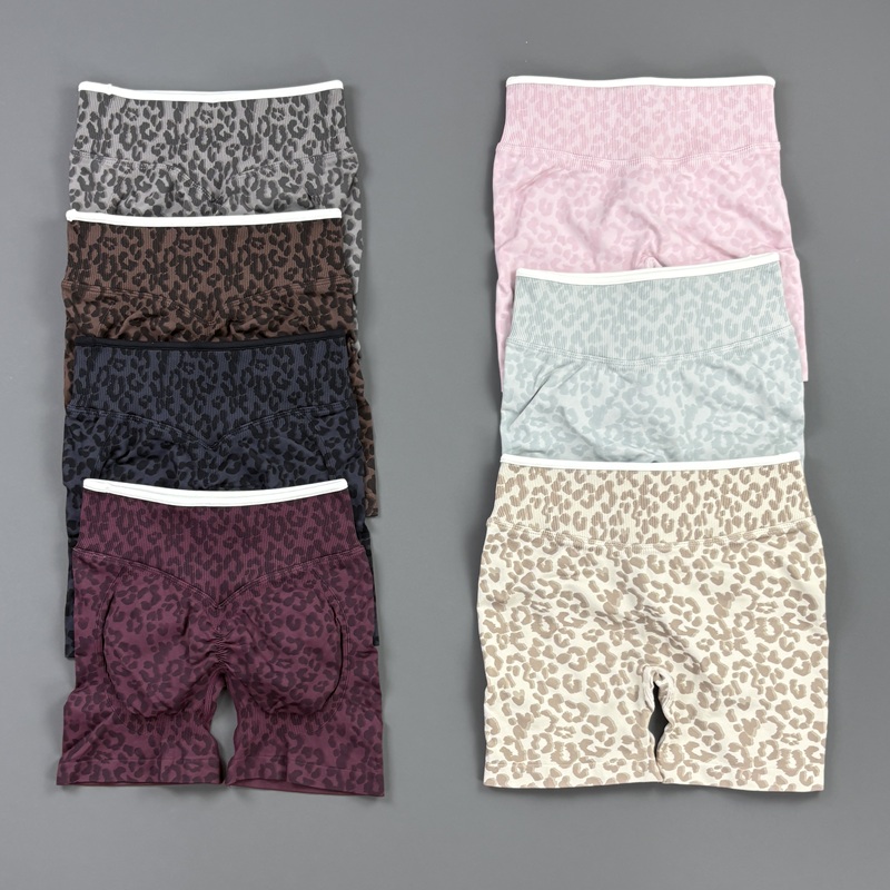 Pilates Yoga Leggings - HISTELLO ジムショーツ レオパード柄 レディース シームレス ヨガパンツ