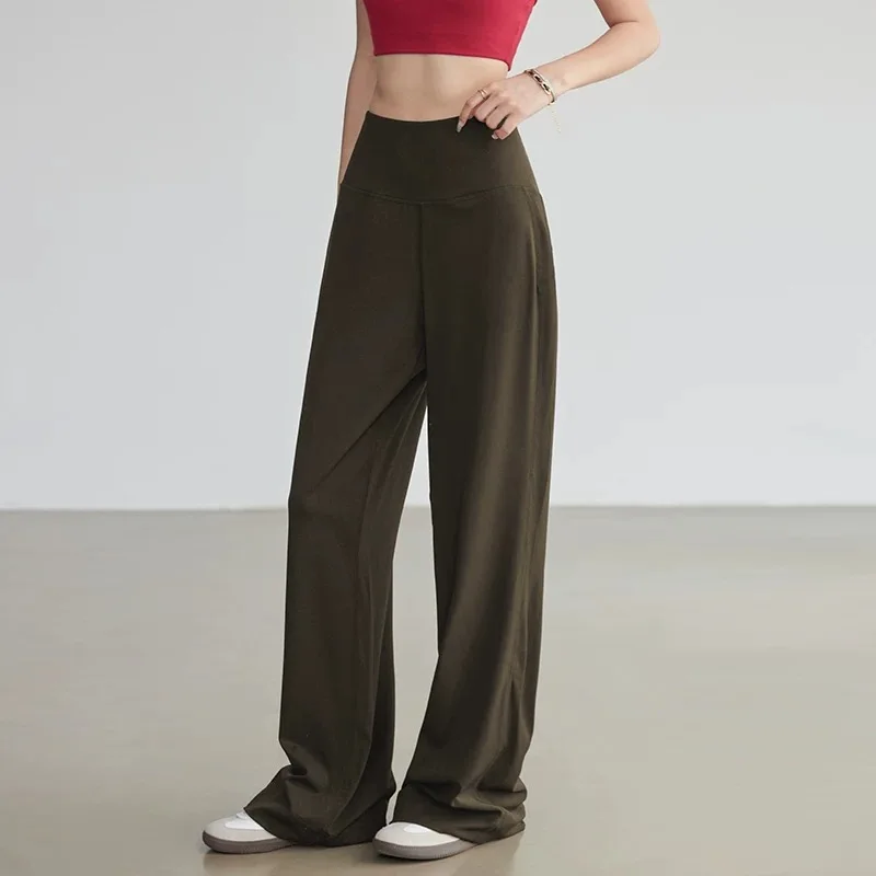 Pilates Yoga Leggings - フィットネス レディース ルーズストレート スポーツパンツ ハイウエスト ランニングレギンス