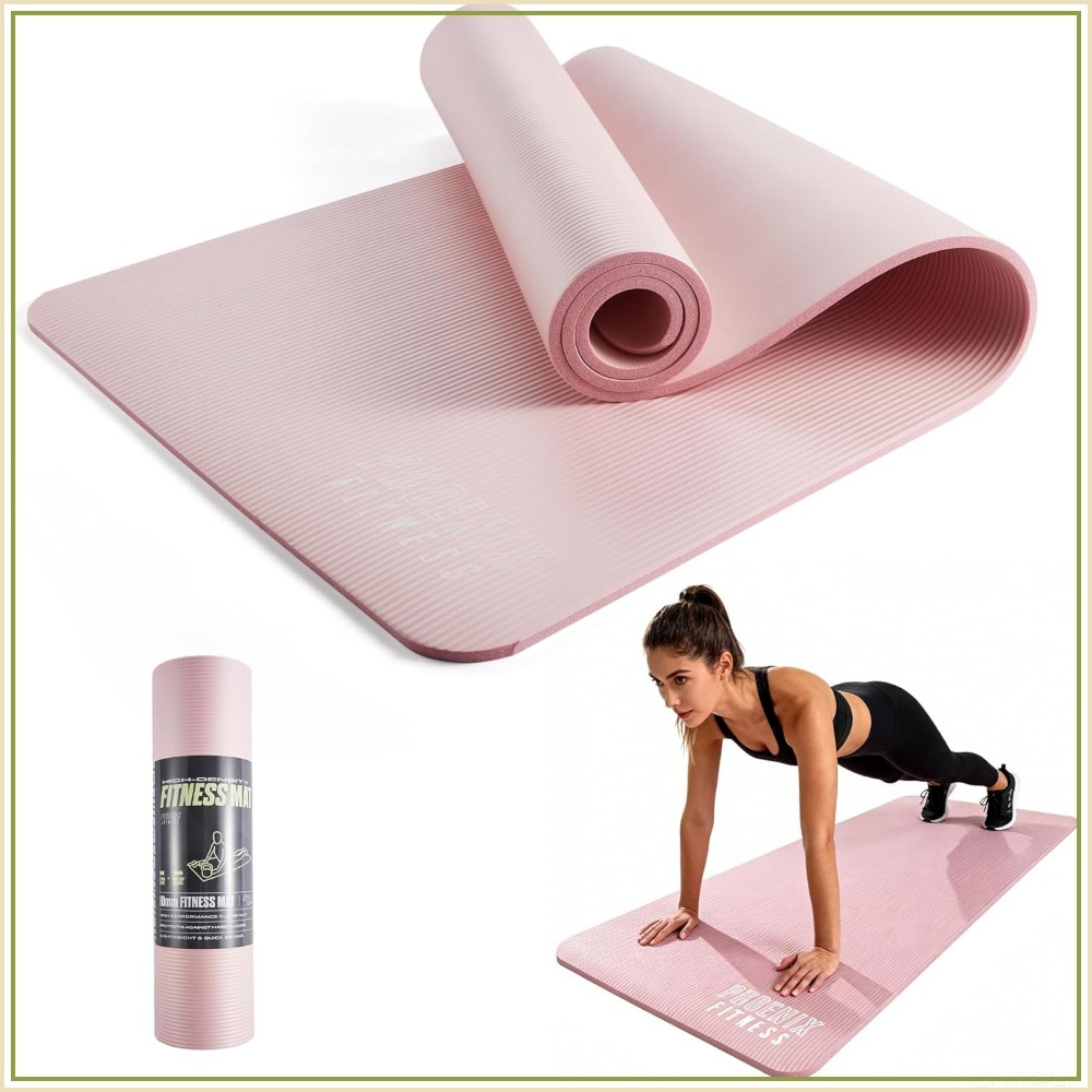 Pilates Yoga Hiit - 特厚15mm NBRヨガマット キャリーストラップ付き - 滑り止め加工 HIIT、ピラティス、男女兼用