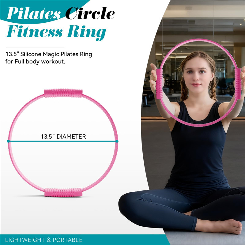 Pilates Ring Magic - 環境に優しいダブルハンドルシリコンヨガリングマジックサークルピラティスリングピンクOEM