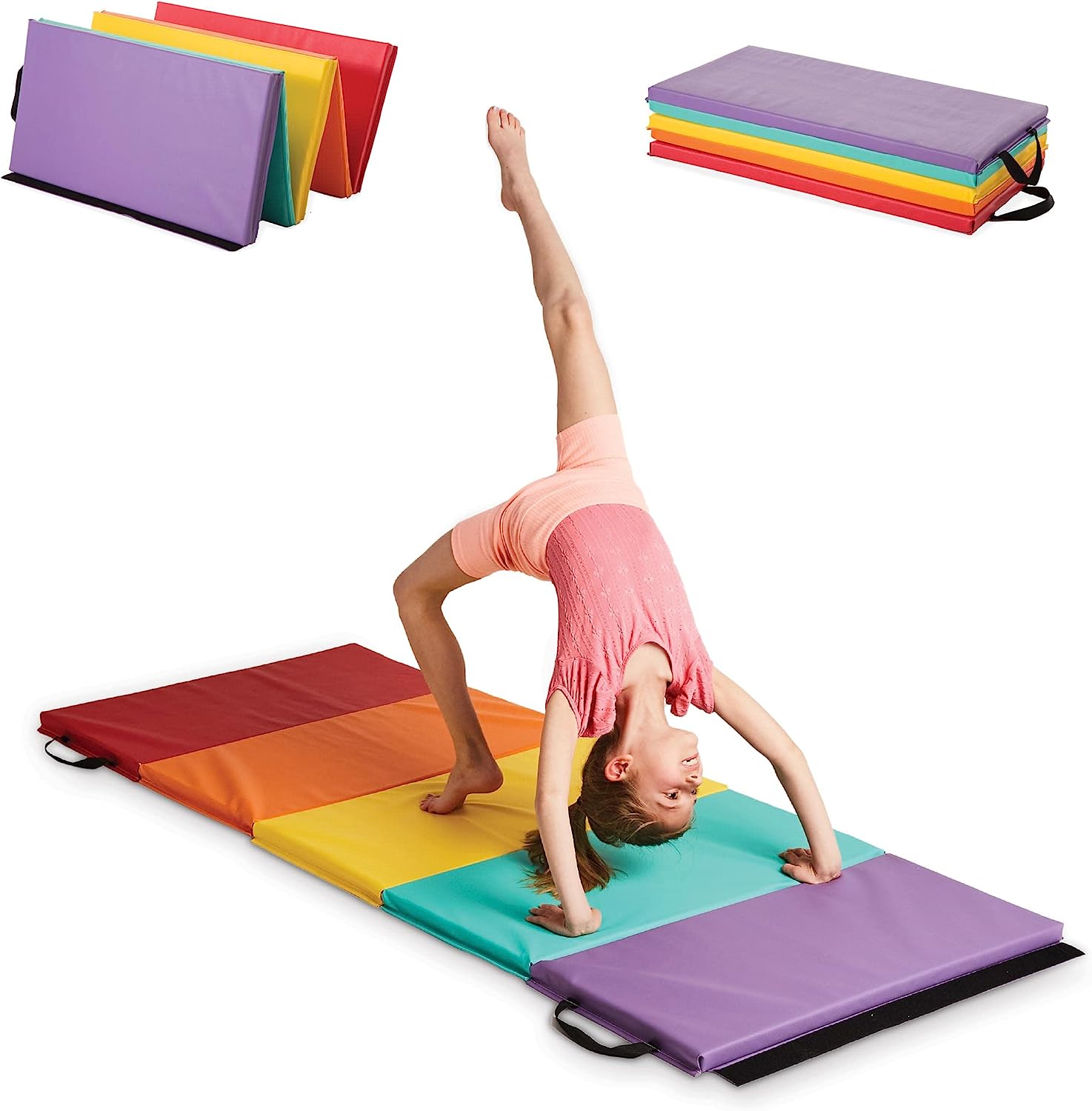 Pilates Yoga Workout At Home - 子供用タンブリングマット。5分割式で折りたたみ可能なエクササイズマット。ヨガ、ピラティス、体操、自宅でのトレーニングに最適。