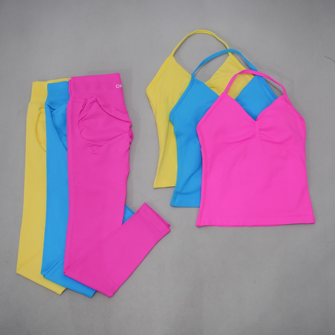 DFDK シームレス2ピーススポーツスーツ レディース Vネ - Pilates Yoga Leggings のレビューと価格