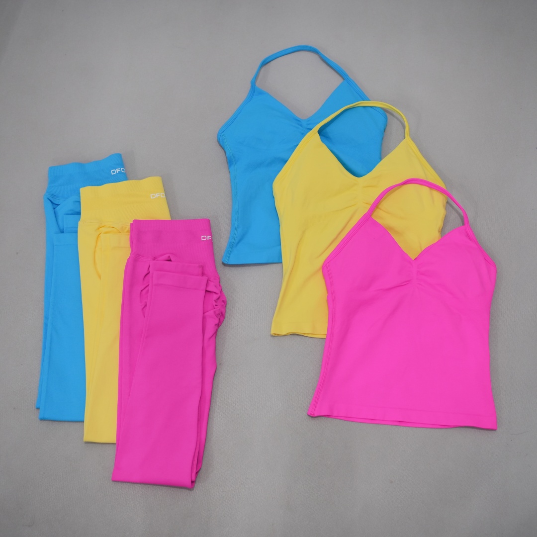 DFDK シームレス2ピーススポーツスーツ レディース Vネ - Pilates Yoga Leggings のレビューと価格