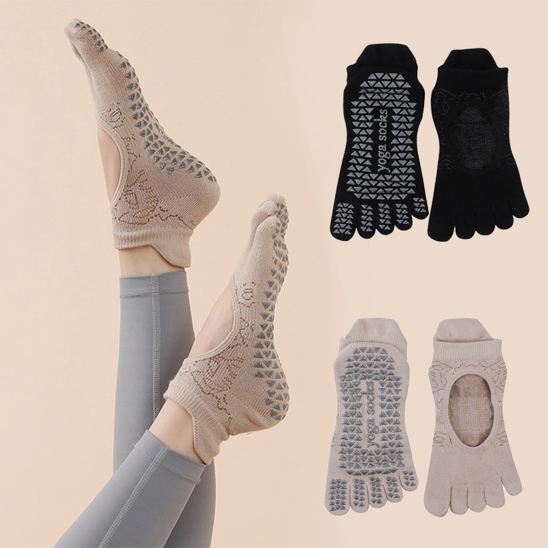 女性のための5本指のつま先の滑り止めソックス,ジム,ダンス, - Pilates Yoga Grip Socks のレビューと価格