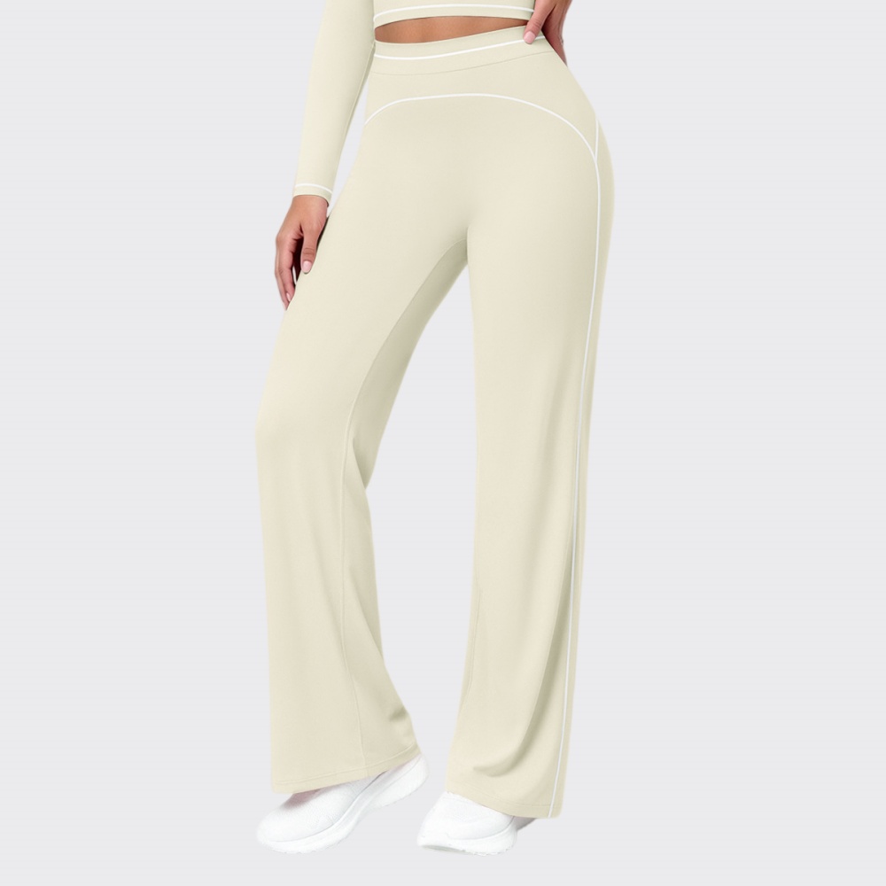 新しいハイウエストフレアパンツ女性のストレートレッグボトムス - Pilates Yoga Leggings のレビューと価格