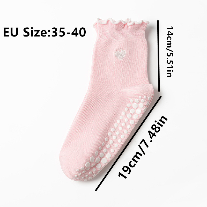 3 ペア女性ハート柄フリルヨガピラティスソックスノンスリップ - Pilates Yoga Grip Socks のレビューと価格