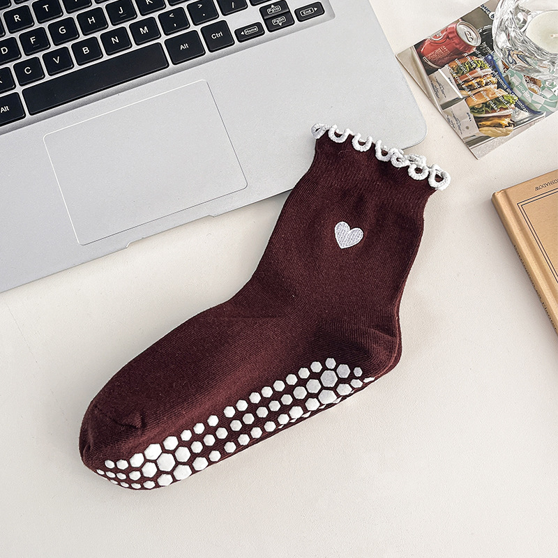 3 ペア女性ハート柄フリルヨガピラティスソックスノンスリップ - Pilates Yoga Grip Socks のレビューと価格